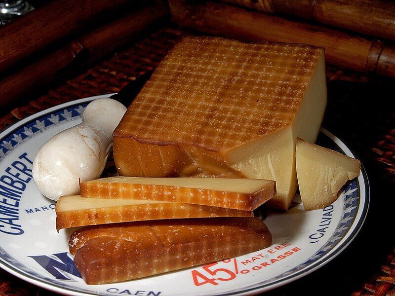 smoked cheese in a plate